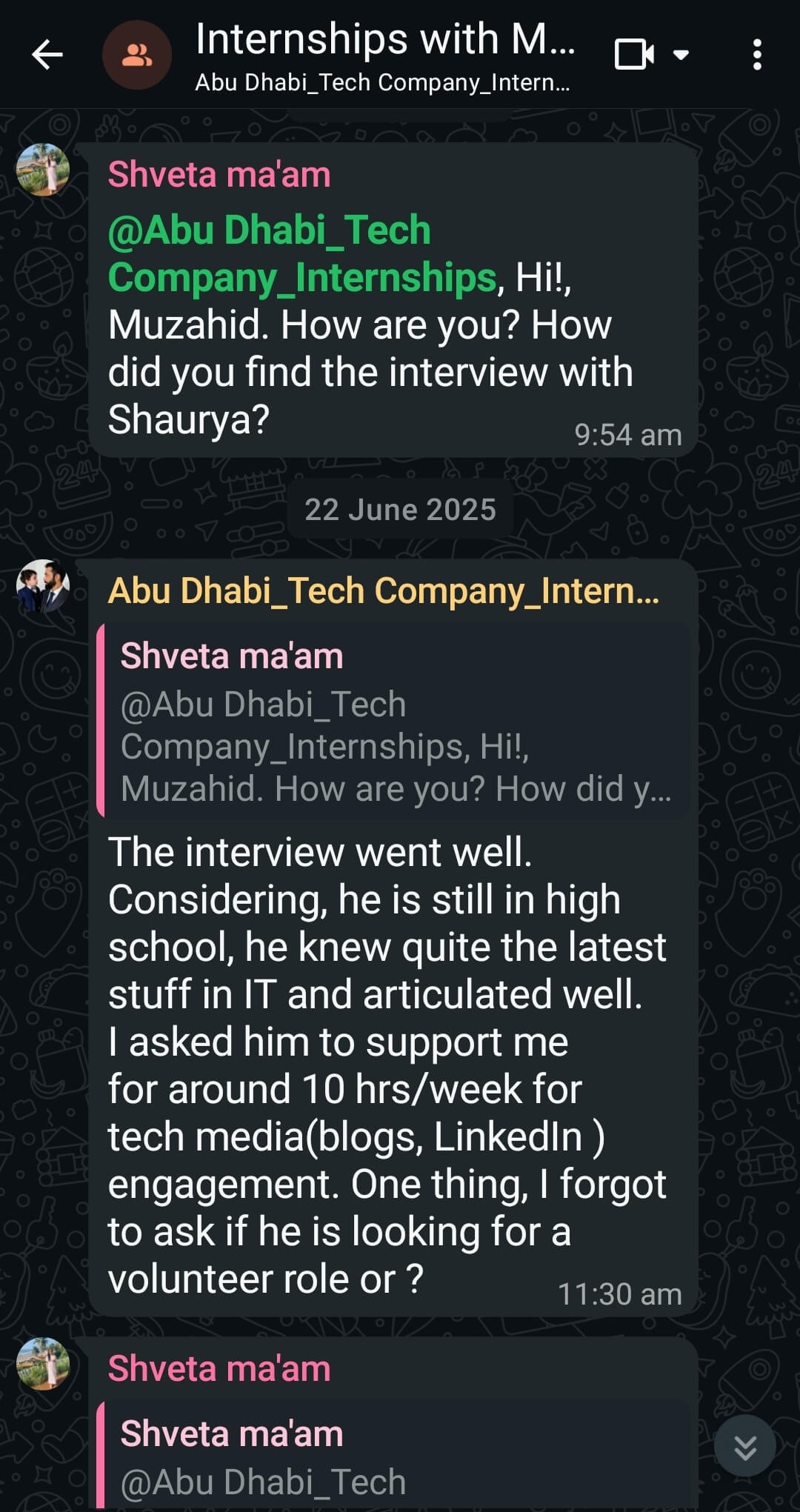 Tech Media Internship Confirmation